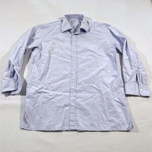 CHARVET VTG Blue Shirt Long Sleeve Cotton Collared Dress Shirt Sz L 16.5 FRANCE
